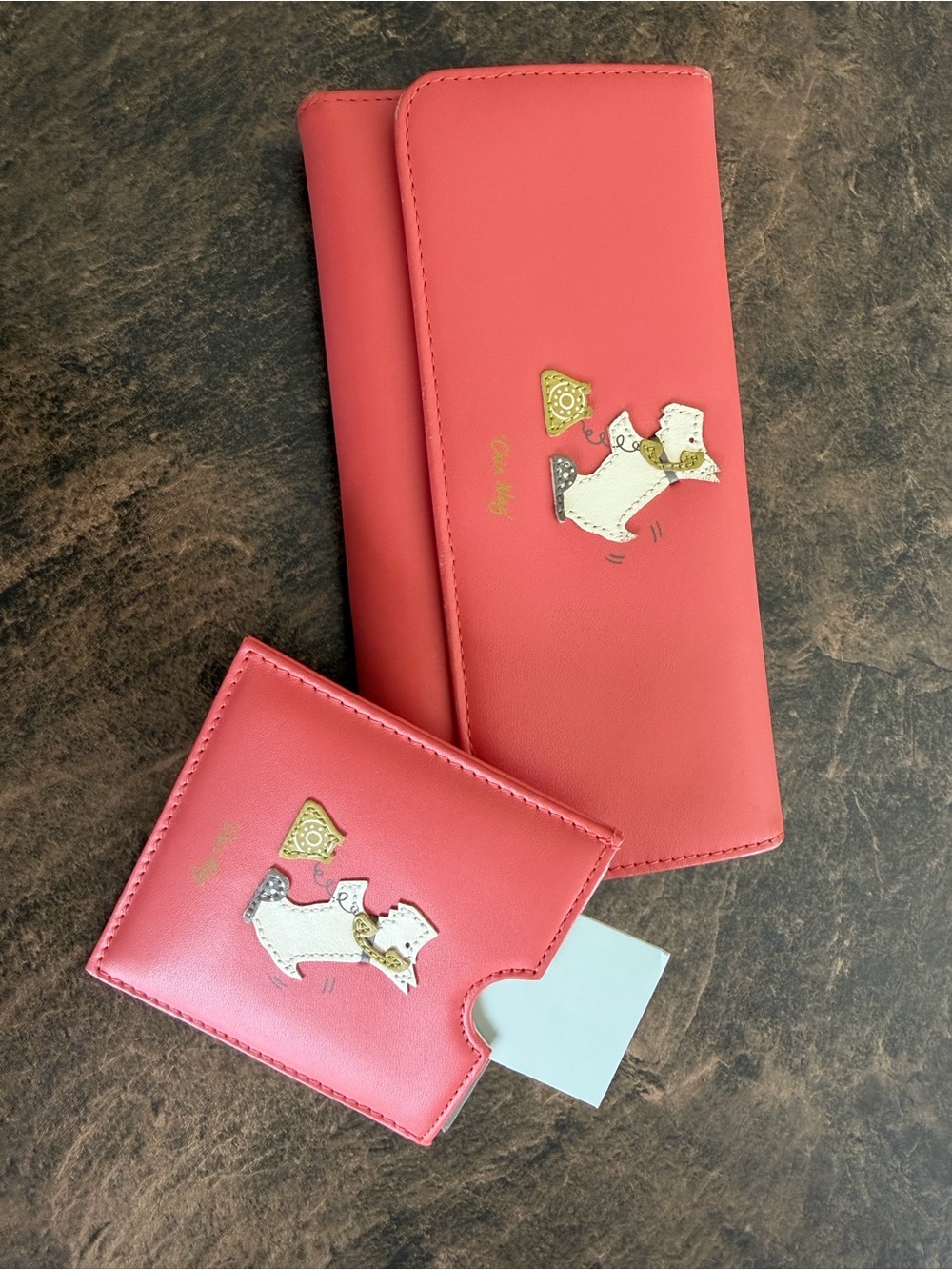 Pink Dog Wallet and Card Holder Set